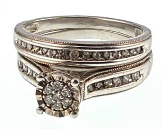 Sterling diamond engagement, wedding rings