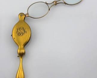Antique gold filled lorgnette folding glasses