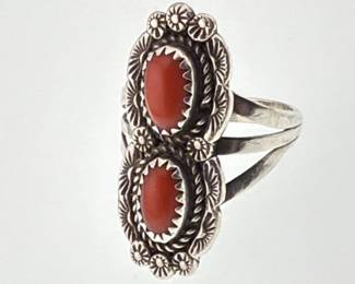 Native American sterling coral ring