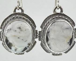 Native American sterling, white buffalo turquoise earrings