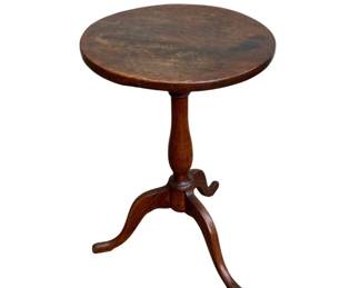 Early American walnut round candle stand
