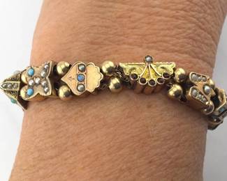 Victorian gold filled watch slide bracelet