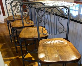 Iron and wood bar stools