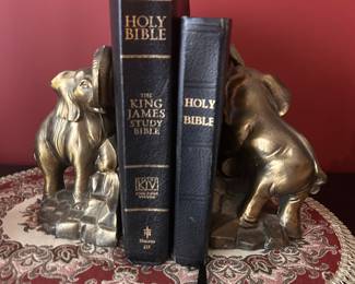 Brass elephant bookends