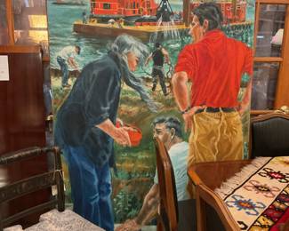 “Indiana Dredgers” large acrylic painting by Pat Olsen (46” x 72”) $2000 + tax