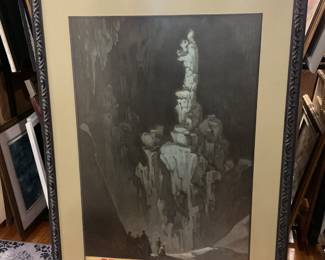 J. De la Nézière print on French poster “La Grotte Des Demoiselles St Bauzille De Putois Près Montpellier” (34.5” x 49.5”) $400 + tax