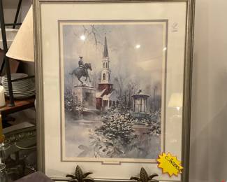 C. Anderson Rodney Square winter scene watercolor framed and signed (29” x 23.5”) $50 + tax