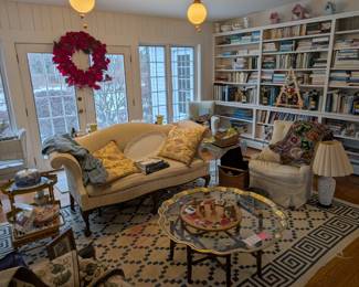 couch, books, end tables