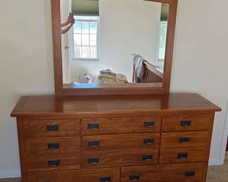 8 Drawer Dresser With Attached Spindle mission Style Mirror