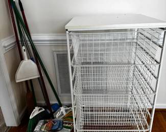 White Wire Storage With Floor Cleaning Mystery Lot