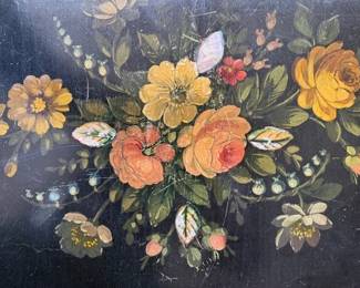 Mother of pearl inlay. Hand painted flowers. https://modestlambestatesales.hibid.com/