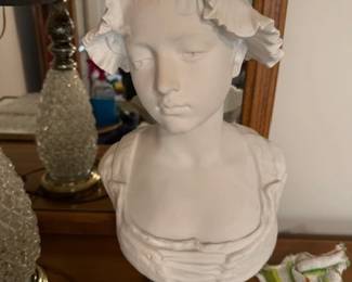 Limoges bust on enamel base. Purchased at Drew's Antiques store Omaha. https://modestlambestatesales.hibid.com/