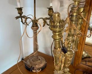 Metal gilded lamps. https://modestlambestatesales.hibid.com/