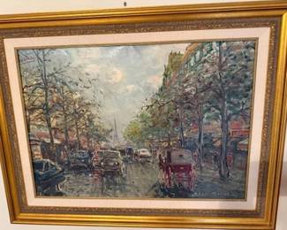 Oil on canvas. Paris city scene. https://modestlambestatesales.hibid.com/