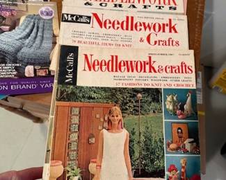 Vintage sewing, needlework, crochet magazines. https://modestlambestatesales.hibid.com/