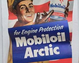 4 RARE MOBILOIL ARCTIC 1940s Cardboard Poster