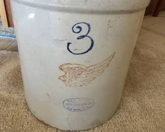 3 Gallon Redwing Crock with Damage