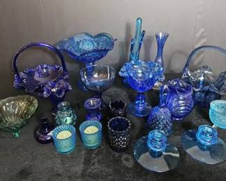 Vintage Blue Glass Fenton, Jeanette More