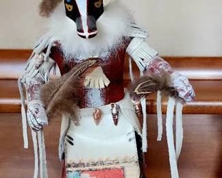 Vintage Native American Kachina Doll Badger , 14 , Signed.