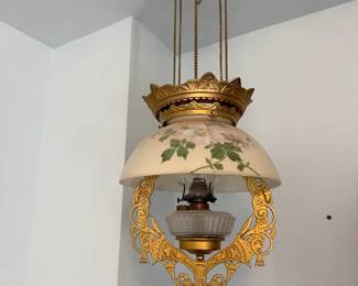 Antique Victorian Style Hanging Oil Lamp 