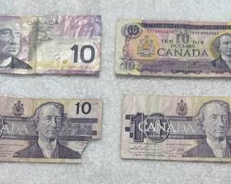 Canadian $10 Banknotes Lot of 4