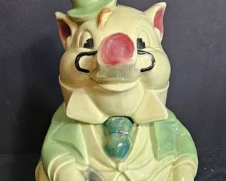  015 Vintage Brush McCoy Formal Green Pig Cookie Jar