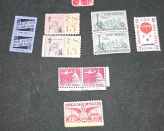 Lot of 11 Vintage Air Mail Stamps 