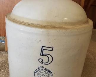 Buckeye Pottery Co. 5 Gallon Crock with Damage