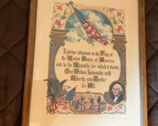 Vintage Framed Print of The Pledge of Allegiance 