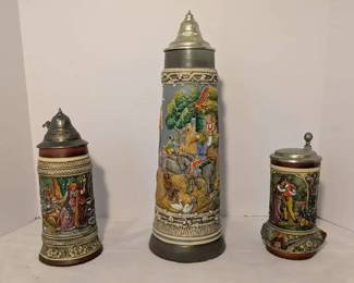 Vintage German Beer Steins including Lovers Beer Stein