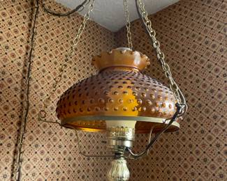 Amber Glass Shade Swag Lamp