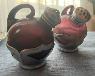 Art Deco Farber Bros. Amethyst Glass & Steel S&P  