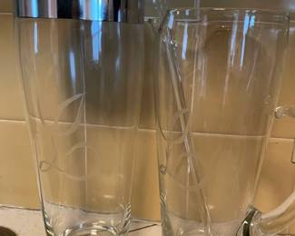 Vintage 1950/60's Glass & Stainless, Cocktail Mixers w/"L" Monogram