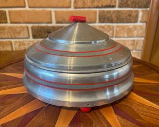 Cute, Cool,  Above Average!! Art Deco Aluminum/Glass Candy Dish