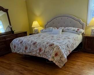 King size head board with with mattress and pillow top added  Reveire electric adjustable bed 