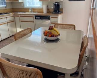 Mid century  kitchen table with Lazy Susan in the middle four chairs