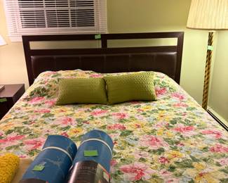 Queen headboard foot board and mattress  end table  yoga mats 