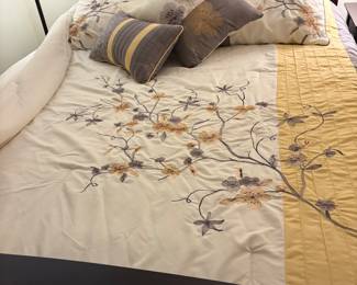 Queen bed headboard and foot board and mattress 