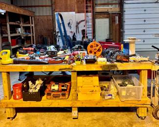 Rolling Work Bench and Tools ( Located in building #2 on the property)
