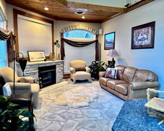 Leather Sofa, Armchairs, Lamps , Art and Home Décor 