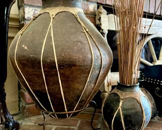 Vintage Leather Wrapped Vases