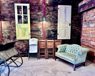 Antiques,  Folding Chairs, Loveseat and Newer Folding Chairs