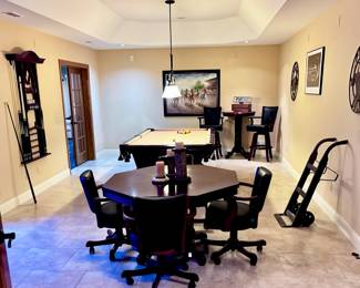 Poker Table, Pool Table, Pub Table and Chairs