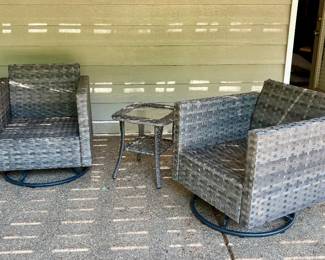 Rattan Swivel Rocking Outdoor Chairs ( Located in building #2 on the property)