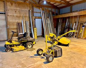 Cub Cadet Riding Mower, Cub Cadet Spreader and Tiller ( Located in building #2 on the property)