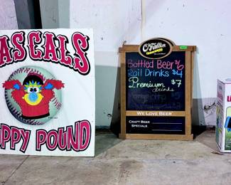 Sign from The Rascals Stadium, Chalk Board and Jugs Elite Flite Machine