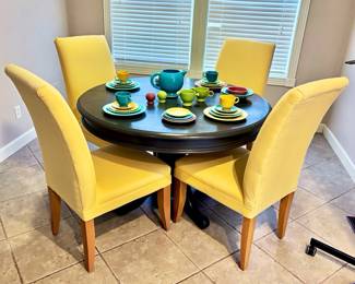Round Table and Chairs and Fiestaware 