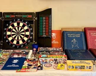 Dart Board , Video Game, Photos, and Baseball Card Collection