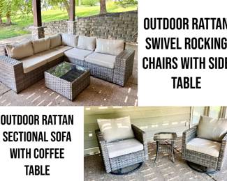 Outdoor Sectional and Swivel Rocking Chairs