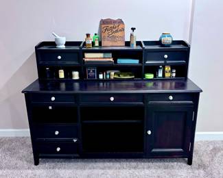 Black Desk and Vintage Medical Items